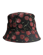 Dolce & Gabbana Black Cotton Printed Wide Brim Bucket Hat - Zeiniez