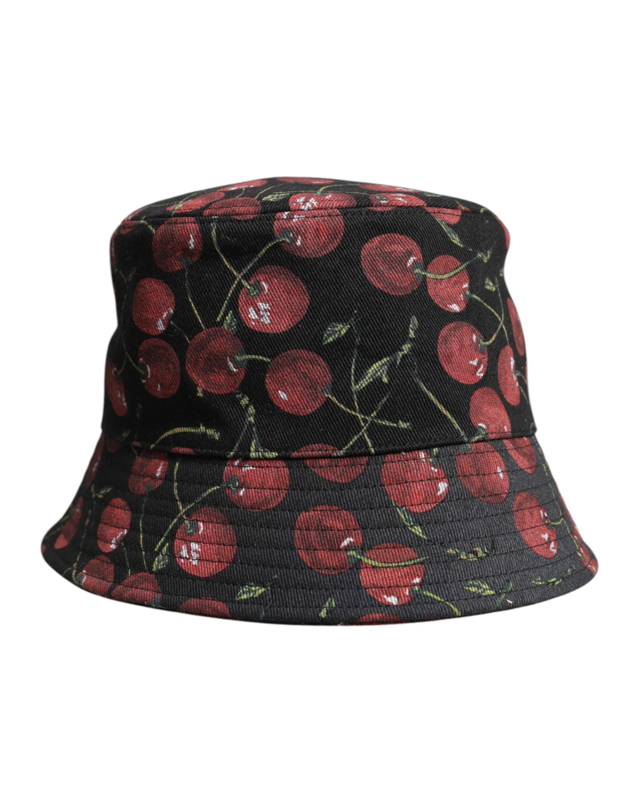 Dolce & Gabbana Black Cotton Printed Wide Brim Bucket Hat - Zeiniez
