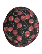 Dolce & Gabbana Black Cotton Printed Wide Brim Bucket Hat - Zeiniez