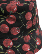 Dolce & Gabbana Black Cotton Printed Wide Brim Bucket Hat - Zeiniez