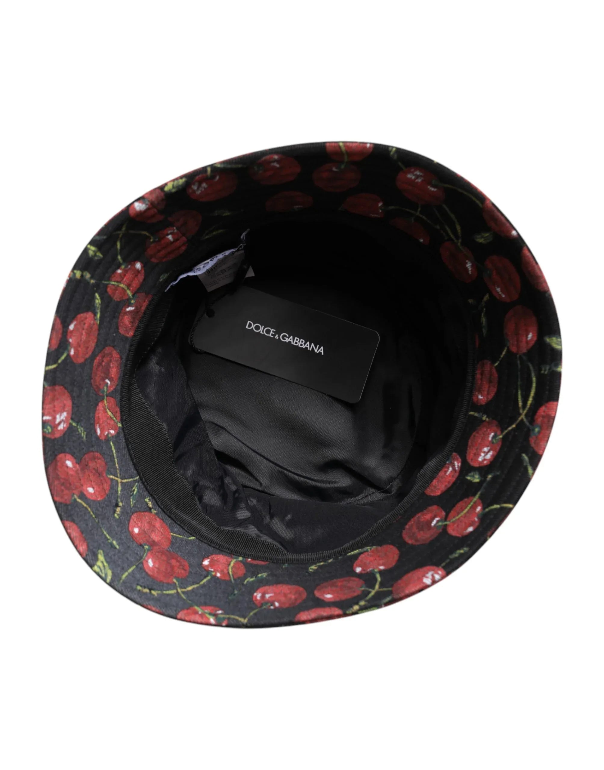 Dolce & Gabbana Black Cotton Printed Wide Brim Bucket Hat - Zeiniez