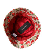 Dolce & Gabbana Beige Cotton Printed Wide Brim Bucket Hat - Zeiniez