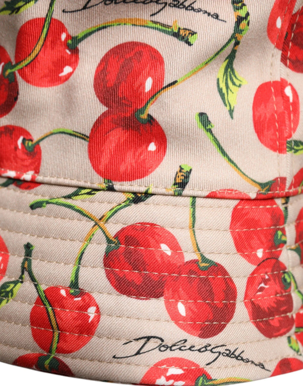 Dolce & Gabbana Beige Cotton Printed Wide Brim Bucket Hat - Zeiniez