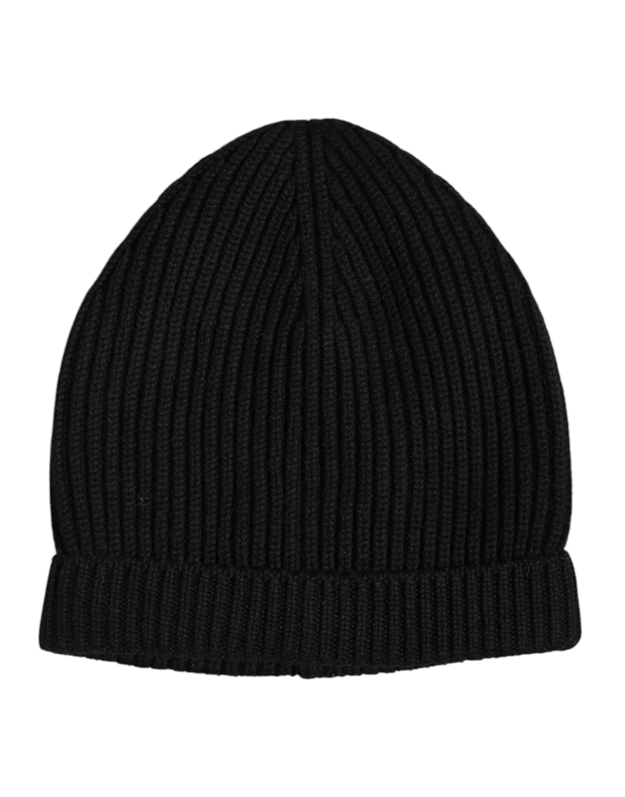 Dolce & Gabbana Black Cashmere Knitted Winter Beanie Hat - Zeiniez
