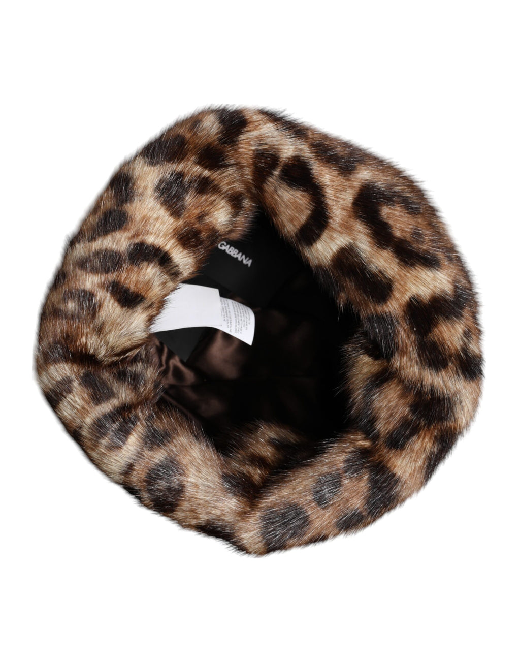Dolce & Gabbana Brown Leopard Faux Fur Women Bucket Hat