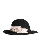 Dolce & Gabbana Black Logo Embroidered Women Wide Brim Hat - Zeiniez