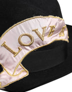 Dolce & Gabbana Black Logo Embroidered Women Wide Brim Hat - Zeiniez