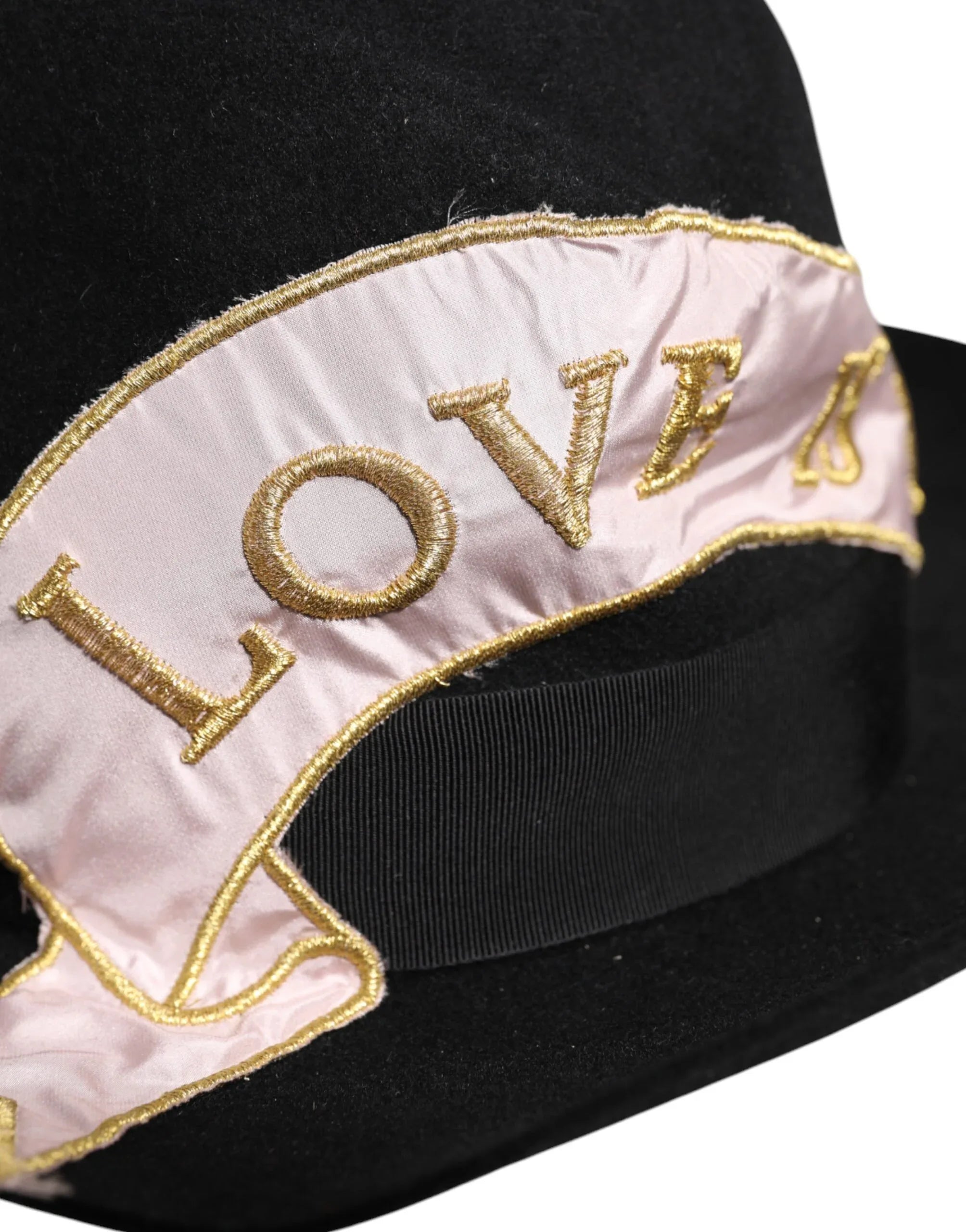 Dolce & Gabbana Black Logo Embroidered Women Wide Brim Hat - Zeiniez
