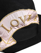 Dolce & Gabbana Black Logo Embroidered Women Wide Brim Hat