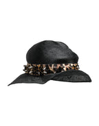 Dolce & Gabbana Black Straw Crystal Embellished Wide Brim Hat - Zeiniez