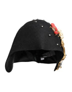Dolce & Gabbana Black Wool Multicolor Embellished Cloche Hat - Zeiniez