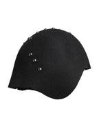 Dolce & Gabbana Black Wool Multicolor Embellished Cloche Hat