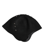 Dolce & Gabbana Black Wool Multicolor Embellished Cloche Hat