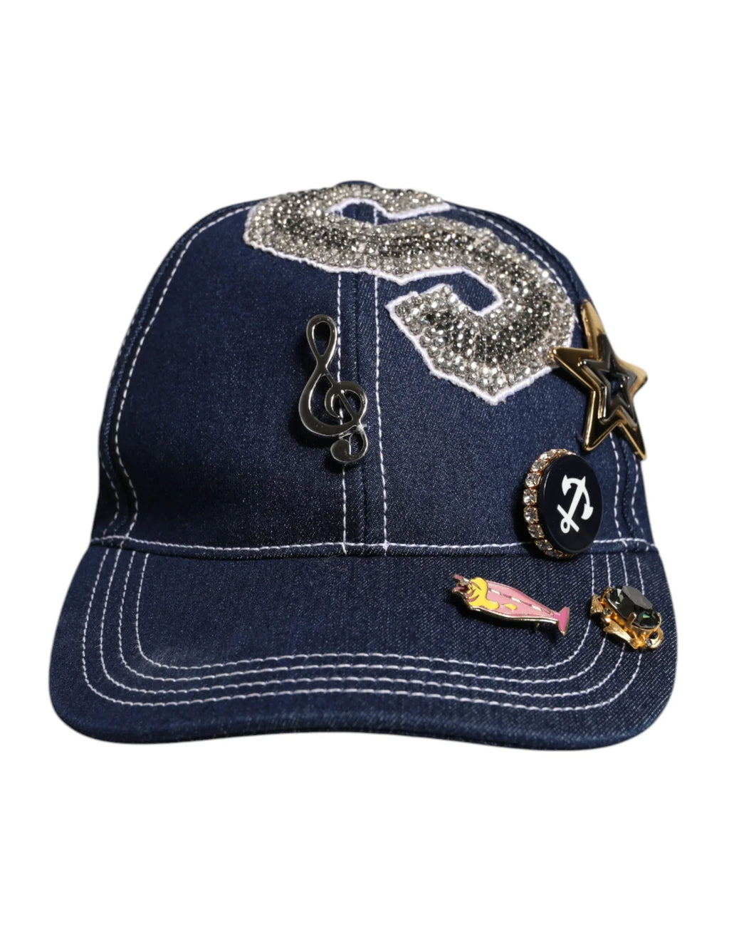 Dolce & Gabbana Blue Crystal Embellishment Baseball Cap - Zeiniez