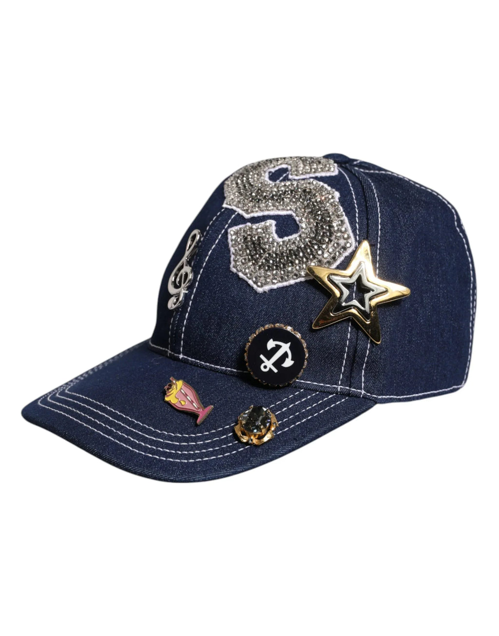 Dolce & Gabbana Blue Crystal Embellishment Baseball Cap - Zeiniez