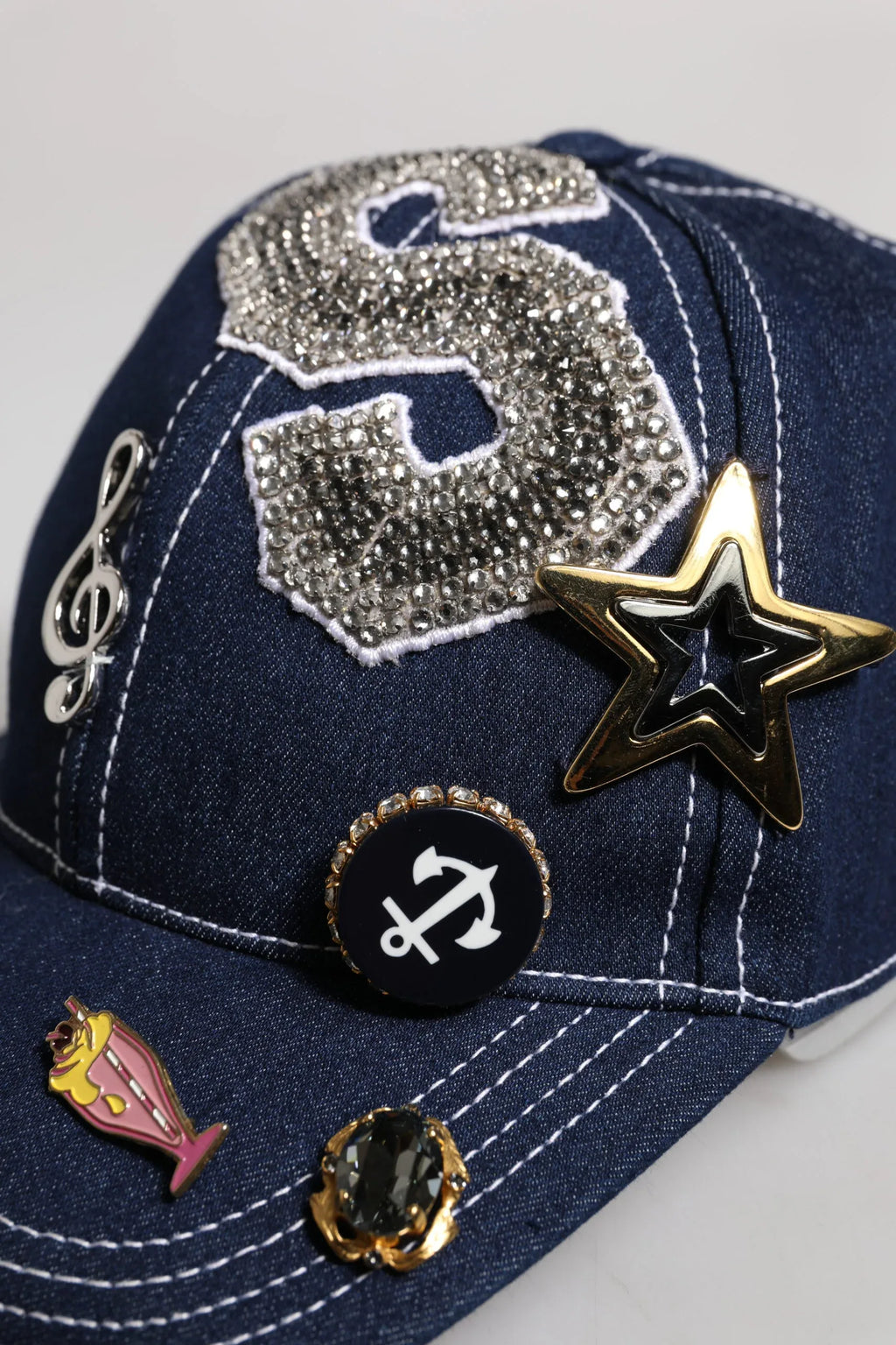 Dolce & Gabbana Blue Crystal Embellishment Baseball Cap - Zeiniez