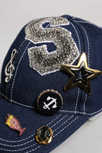 Dolce & Gabbana Blue Crystal Embellishment Baseball Cap - Zeiniez