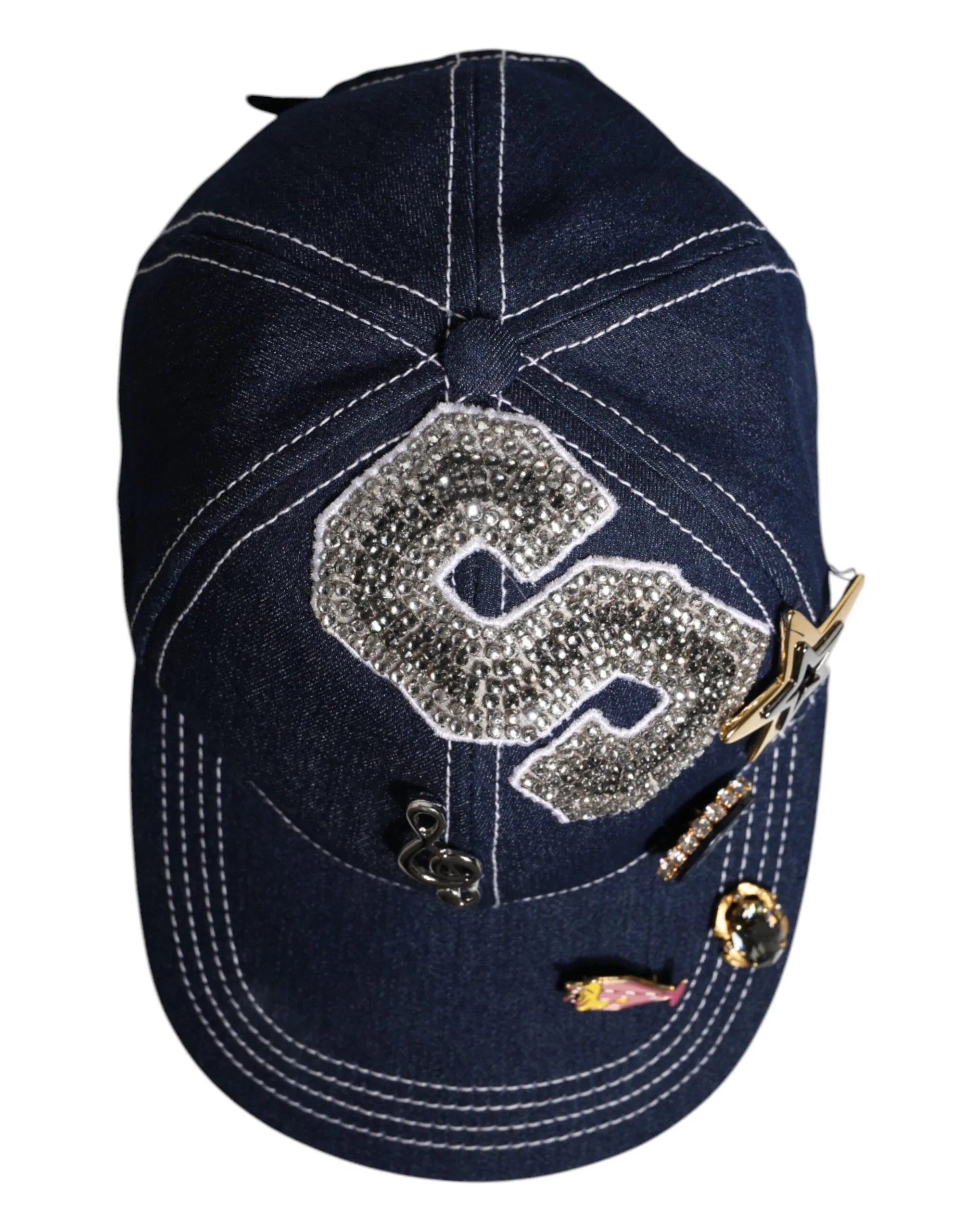Dolce & Gabbana Blue Crystal Embellishment Baseball Cap - Zeiniez