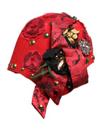 Dolce & Gabbana Red Crystal Gold Roses Brooch Embellished Hat - Zeiniez