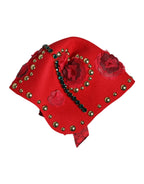Dolce & Gabbana Red Crystal Gold Roses Brooch Embellished Hat