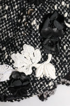 Dolce & Gabbana Black Wool White Floral Embellished Cloche Hat - Zeiniez