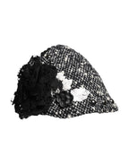 Dolce & Gabbana Black Wool White Floral Embellished Cloche Hat