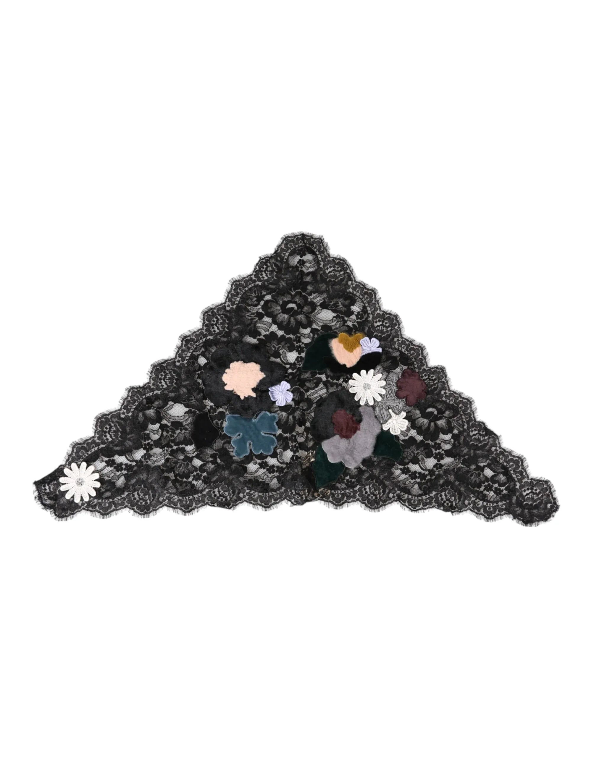 Dolce & Gabbana Black Lace Floral Applique Cotton Veil Hat - Zeiniez