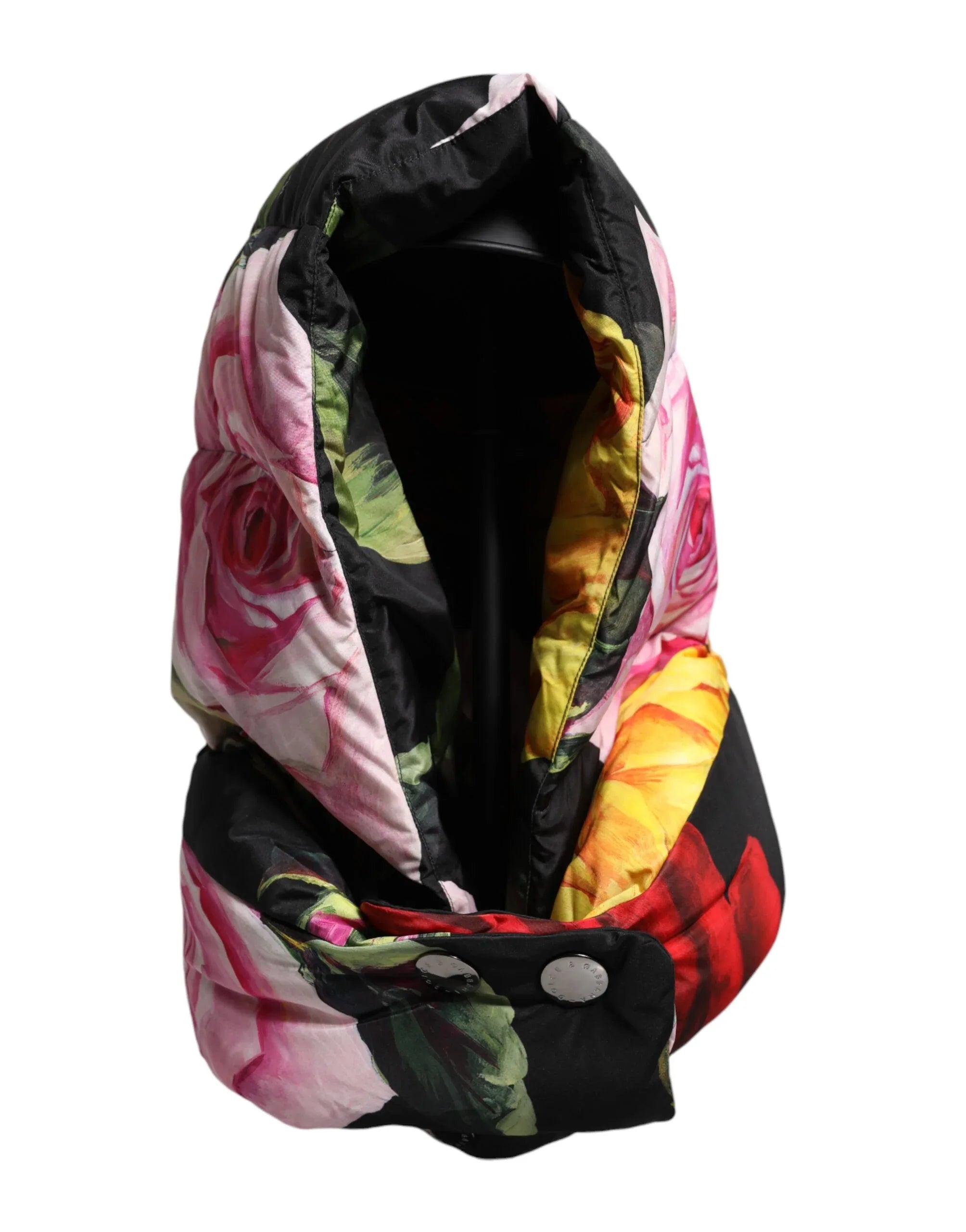 Dolce & Gabbana Black Floral Print Whole Head Wrap Hat - Zeiniez