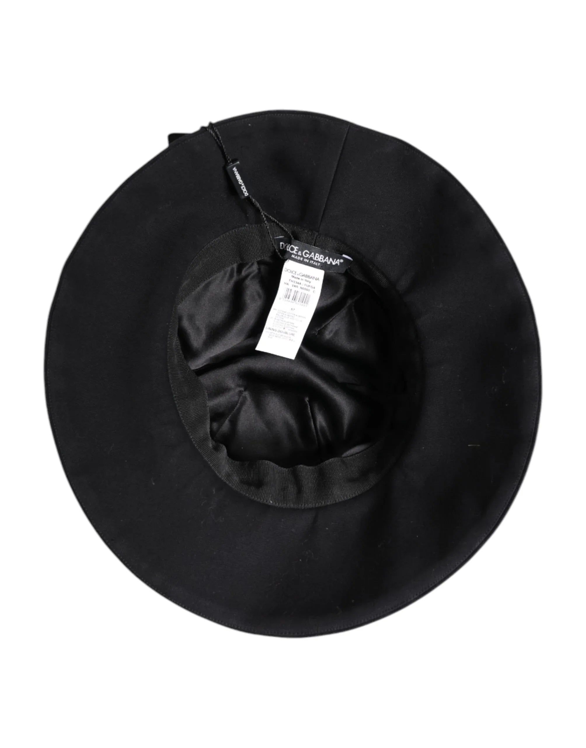 Dolce & Gabbana Black Cotton Wide Brim Bucket Hat - Zeiniez