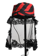 Dolce & Gabbana Black Red Stripes Lace Tulle Bucket Hat - Zeiniez