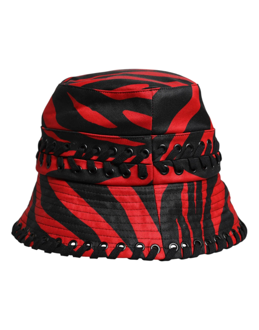 Dolce & Gabbana Black Red Stripe Polyester Wide Brim Bucket Hat - Zeiniez