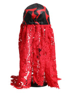 Dolce & Gabbana Red Black Lace Tulle Cotton Baseball Cap - Zeiniez