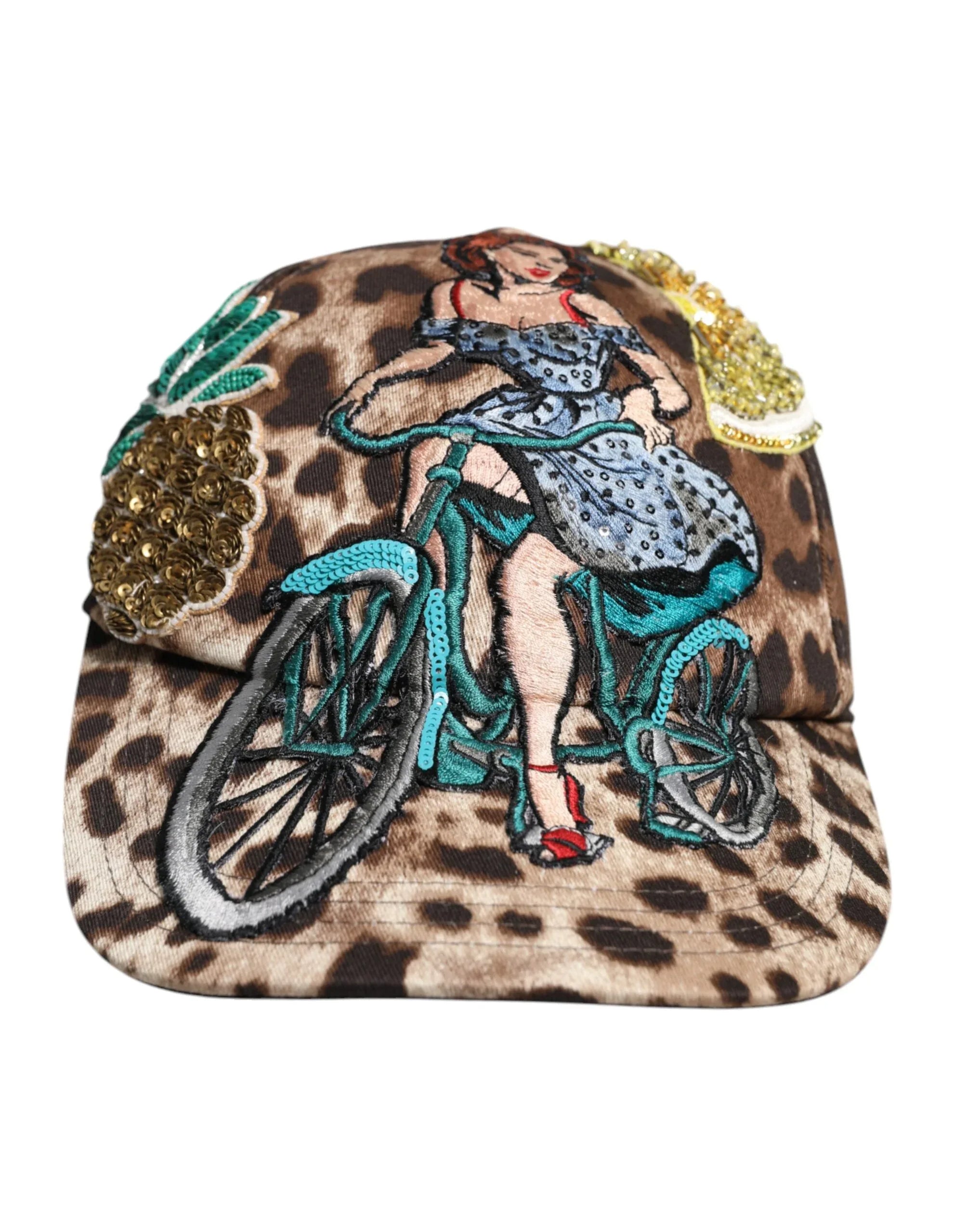Dolce & Gabbana Brown Leopard Sequin Sicily Baseball Cap - Zeiniez
