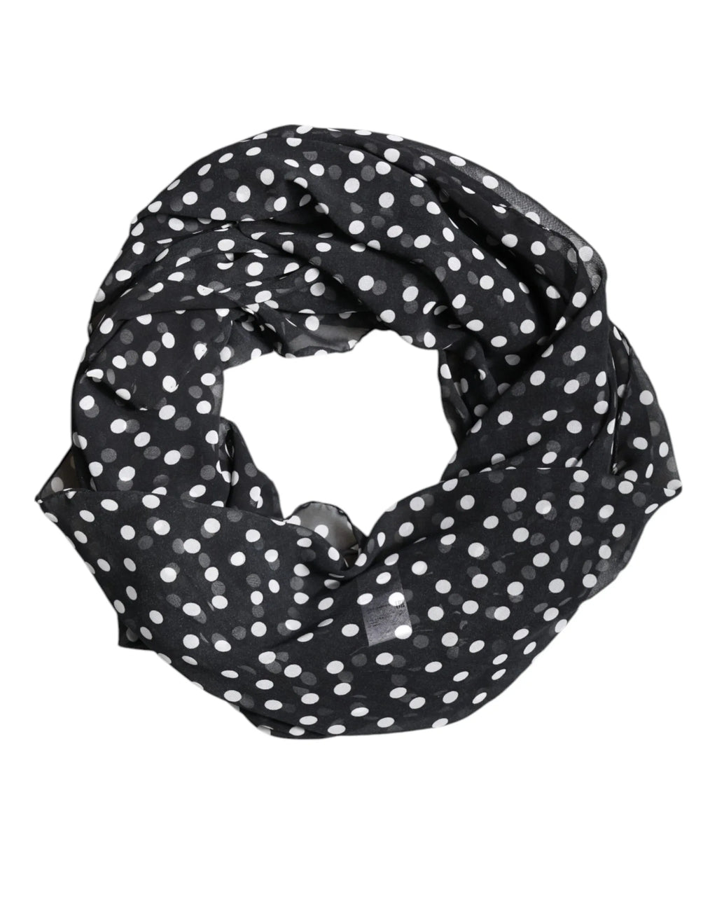 Dolce & Gabbana Black Polka Dots Polyester Wrap Shawl Scarf - Zeiniez