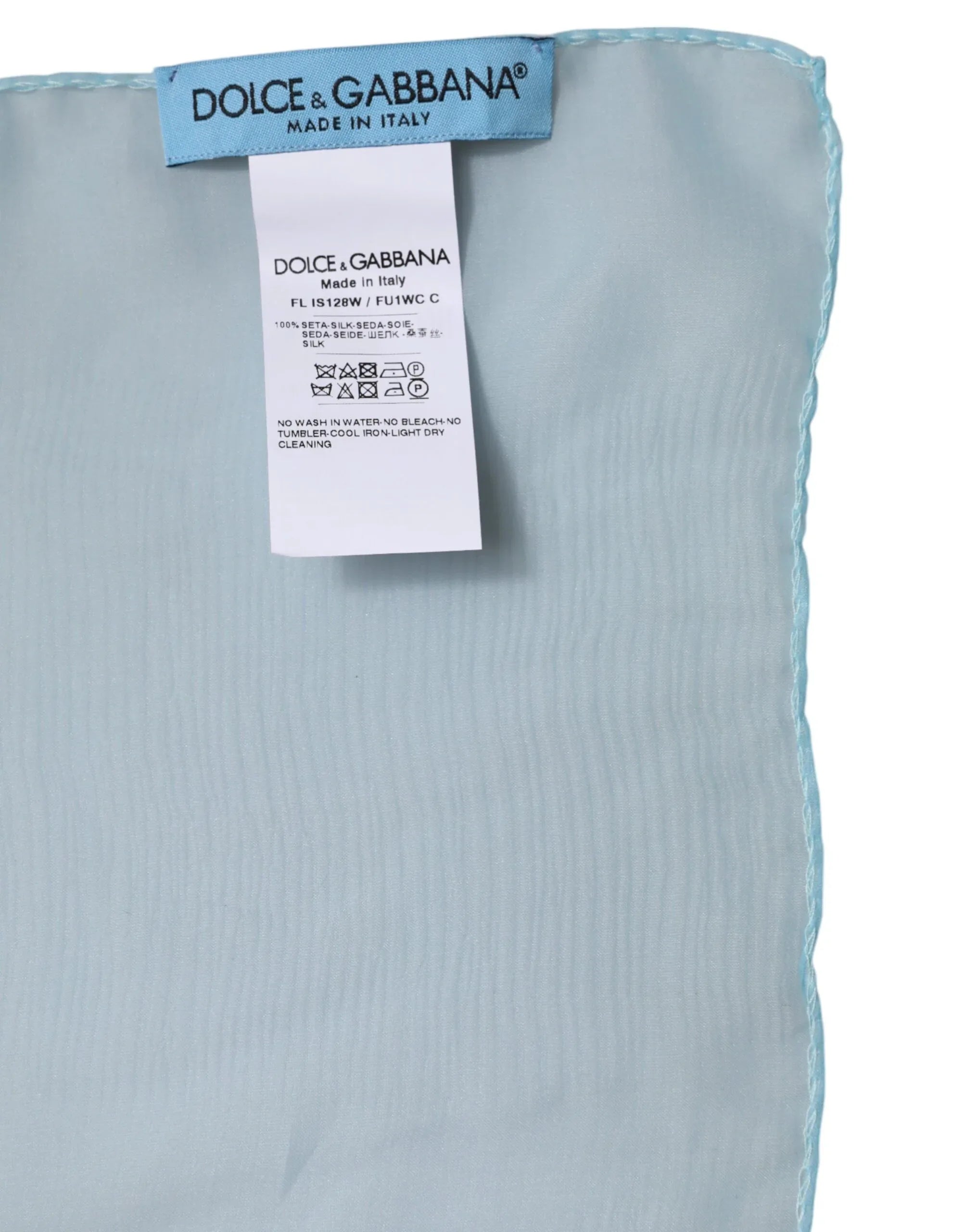 Dolce & Gabbana Light Blue Silk Rectangle Wrap Shawl Scarf - Zeiniez