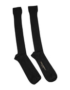 Dolce & Gabbana Black Viscose Logo Over The Calf Socks - Zeiniez