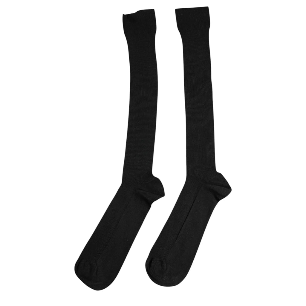 Dolce & Gabbana Black Viscose Logo Over The Calf Socks - Zeiniez
