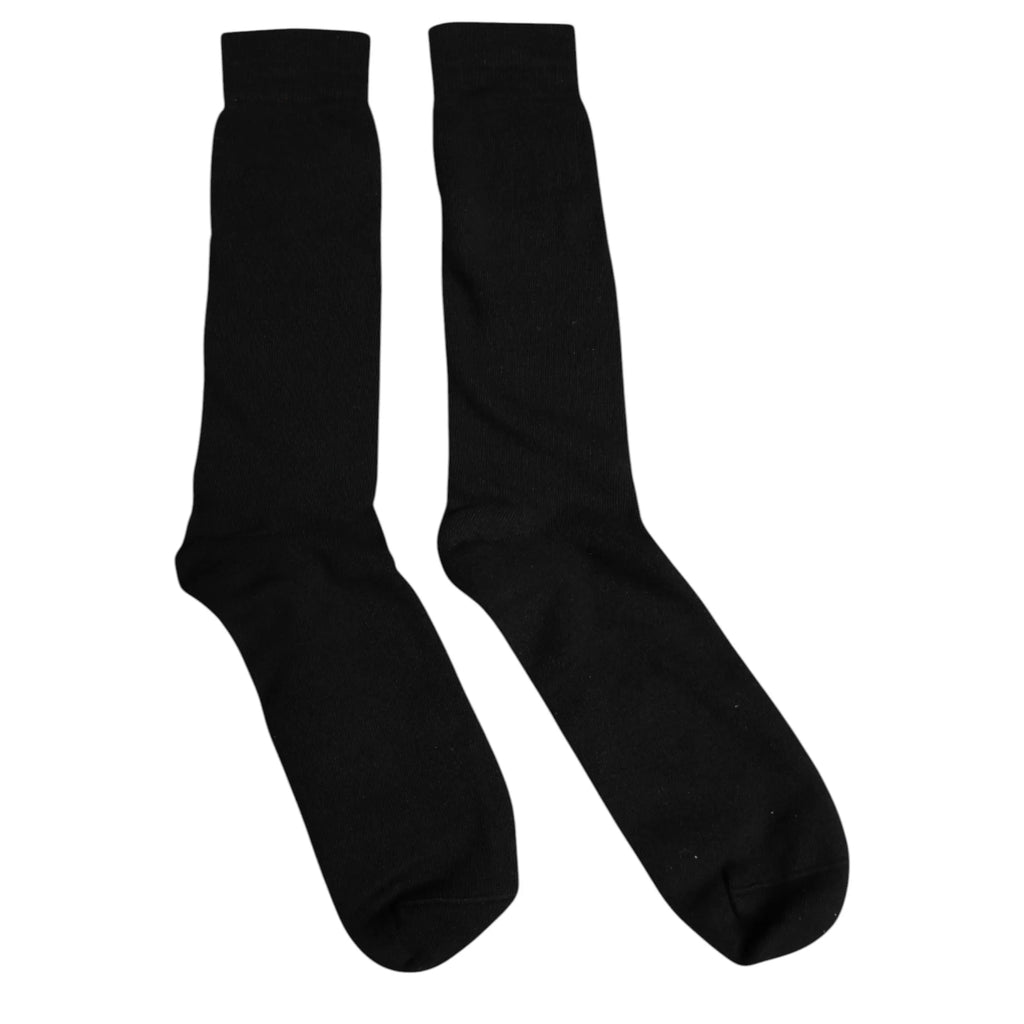 Dolce & Gabbana Black Solid Cotton Mid Calf Men Socks - Zeiniez