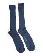 Dolce & Gabbana Blue Cotton DG Logo Over The Calf Socks - Zeiniez