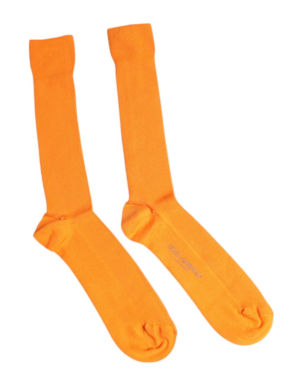 Dolce & Gabbana Orange Cotton Logo Over The Calf Socks - Zeiniez