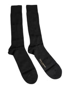 Dolce & Gabbana Black Stretch Logo Mid Calf Men Socks - Zeiniez