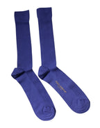 Dolce & Gabbana Purple Cotton Logo Over The Calf Socks - Zeiniez