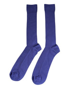 Dolce & Gabbana Purple Cotton Logo Over The Calf Socks - Zeiniez