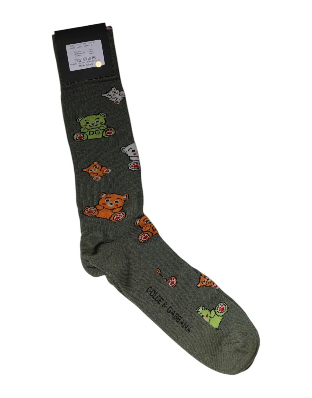 Dolce & Gabbana Green Nylon DG Bear Printed Mid Calf Socks - Zeiniez
