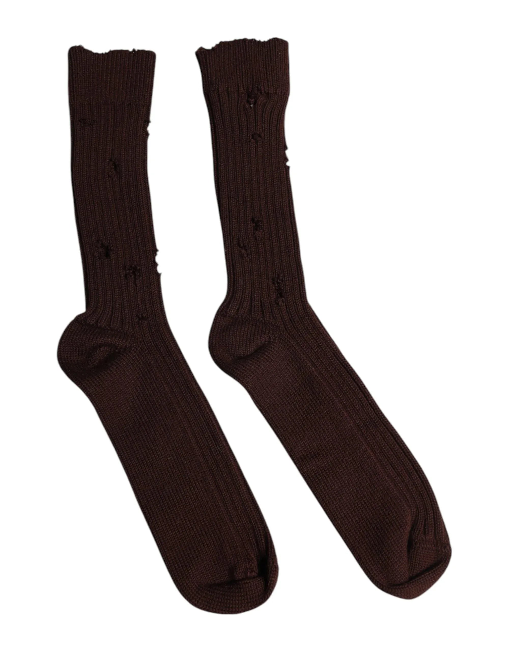 Dolce & Gabbana Brown Cotton Stretch Over The Calf Socks - Zeiniez