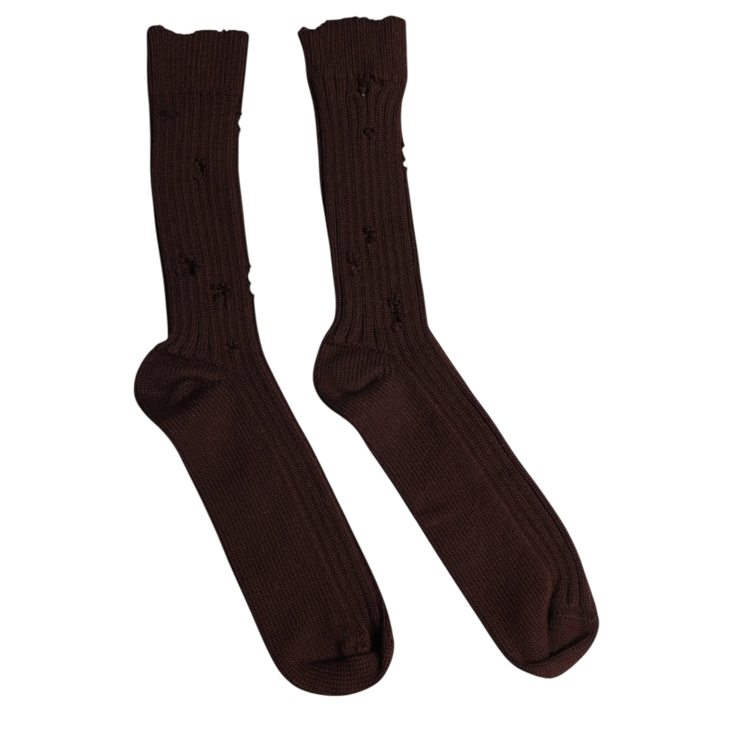 Dolce & Gabbana Brown Cotton Stretch Over The Calf Socks - Zeiniez