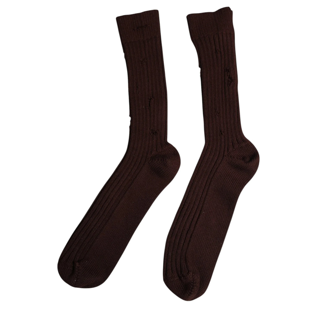 Dolce & Gabbana Brown Cotton Stretch Over The Calf Socks - Zeiniez