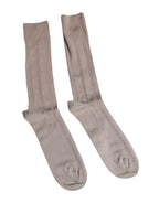 Dolce & Gabbana Brown Cotton Stretch Logo Over Calf Socks - Zeiniez