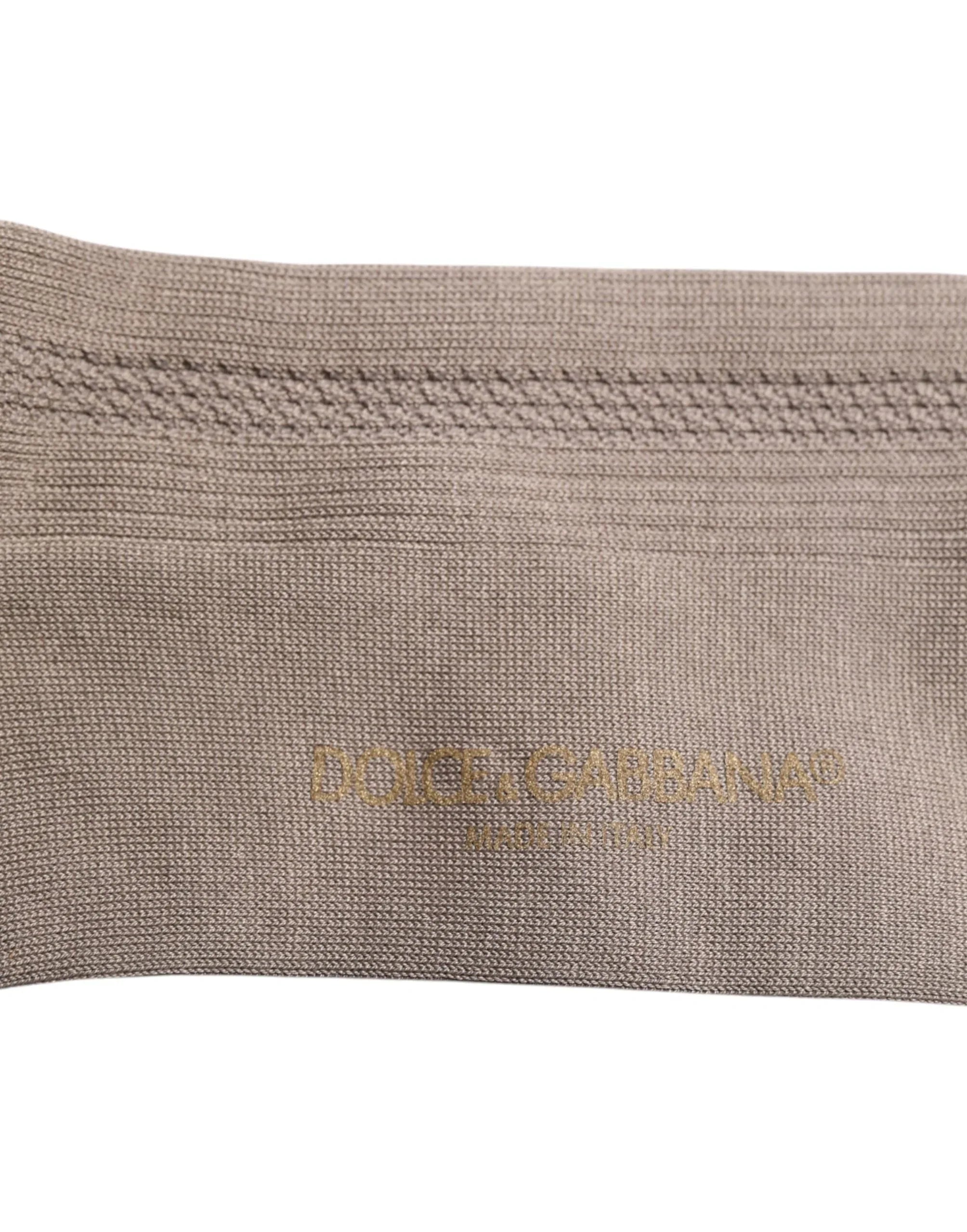 Dolce & Gabbana Brown Cotton Stretch Logo Over Calf Socks - Zeiniez