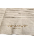 Dolce & Gabbana Beige Cotton Stretch Logo Mid Calf Socks - Zeiniez